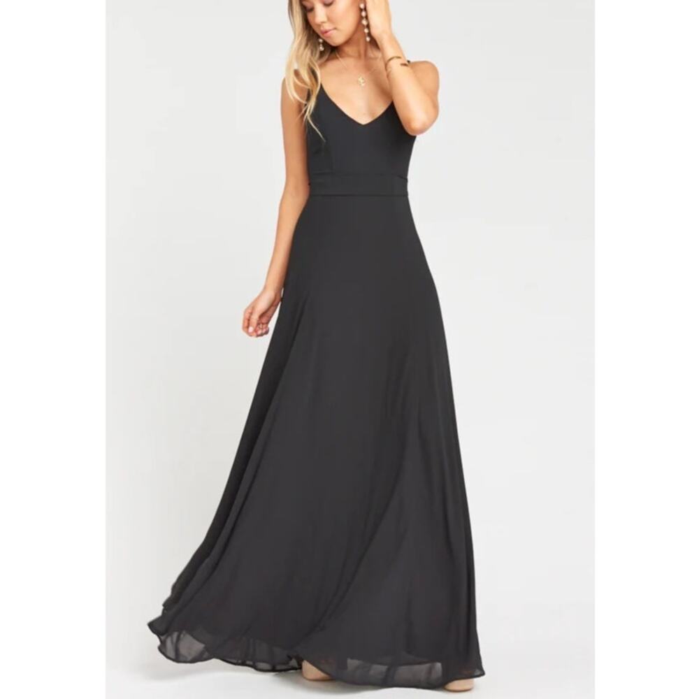 SHOW ME YOUR MUMU Jenn Chiffon Maxi Dress Black Medium M